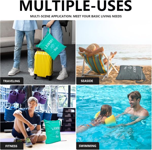 2 Pcs Large Travel Laundry Bag Waterproof Wet Dry Bag Washable Dirty Clothes Dra... - Image 10