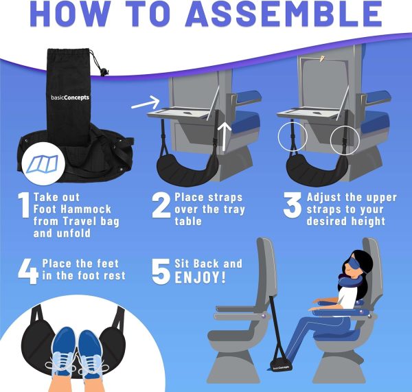 Airplane Foot Hammock (Memory Foam), Perfect Airplane Footrest to Relax Your Fee... - Image 6