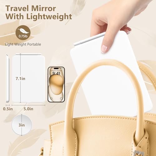 Rechargeable Makeup Mirror for Travel, Vanity Mirror with 80LEDs, 3 Color Light,... - Image 6