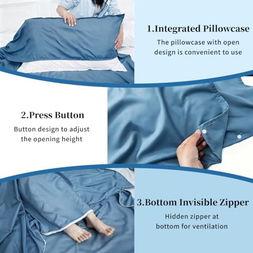 Sleeping Bag Liner Lightweight Compact Sleeping Bag Sack Portable Clean Travel S... - Image 5