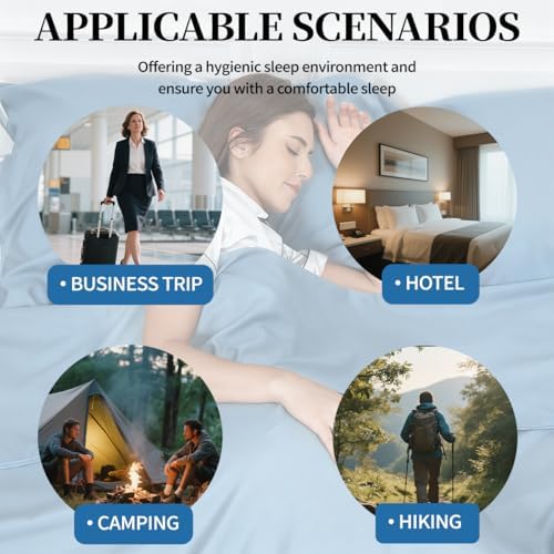 Sleeping Bag Liner Lightweight Compact Sleeping Bag Sack Portable Clean Travel S... - Image 6